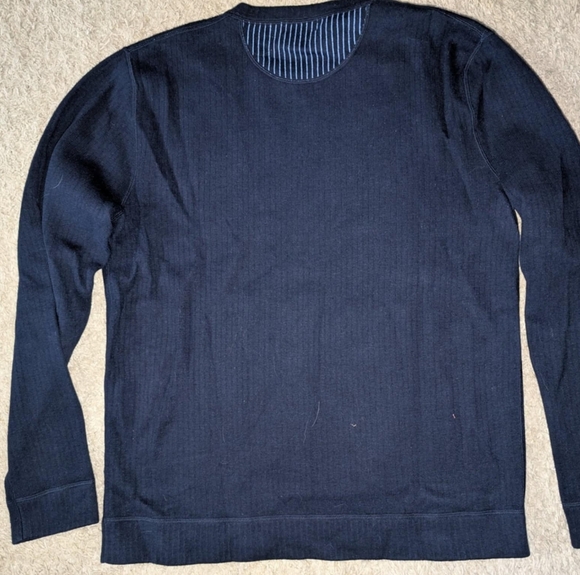 Tyler boe mens navy blue crewneck ribbed long sleeve size xl cotton/cashmere - Picture 2 of 4